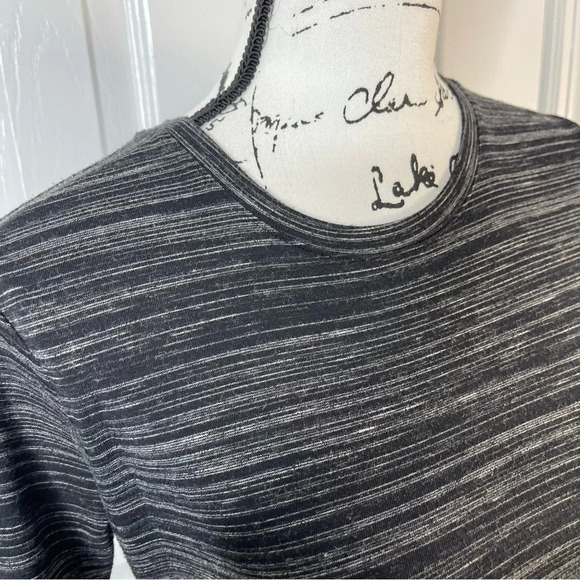 Athleta Downtown Dress XS - Gray & Black Striped with Ruched Side Waist - Picture 6 of 9